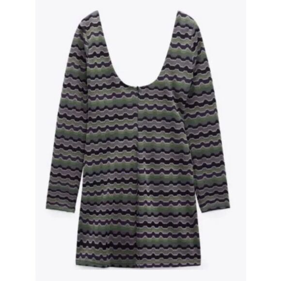 NEW ZARA Women’s X-Small Vintage Inspired 90's Geometric Knit Dress - Picture 5 of 6